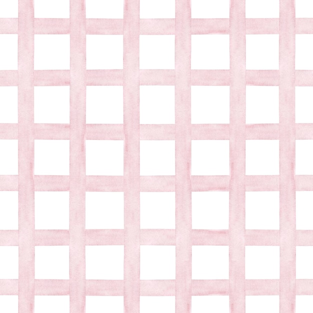 사진 수채화 원활한 체크 무늬 핑크 패턴입니다. 흰색 배경에 고립.