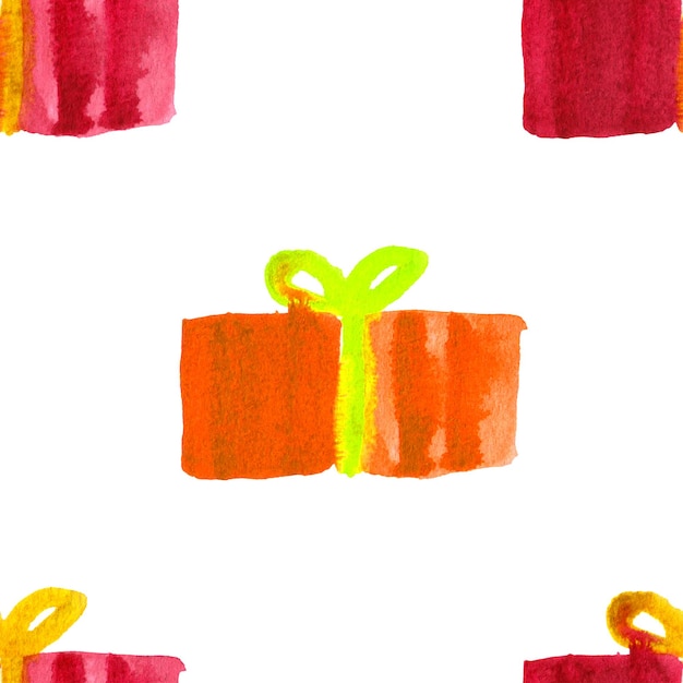 Акварель бесшовные орнамент с ручной росписью художественных элементов и деталей. Праздничный дизайн для рождественских и новогодних принтов, открыток, плакатов, текстиля, оберточной бумаги.