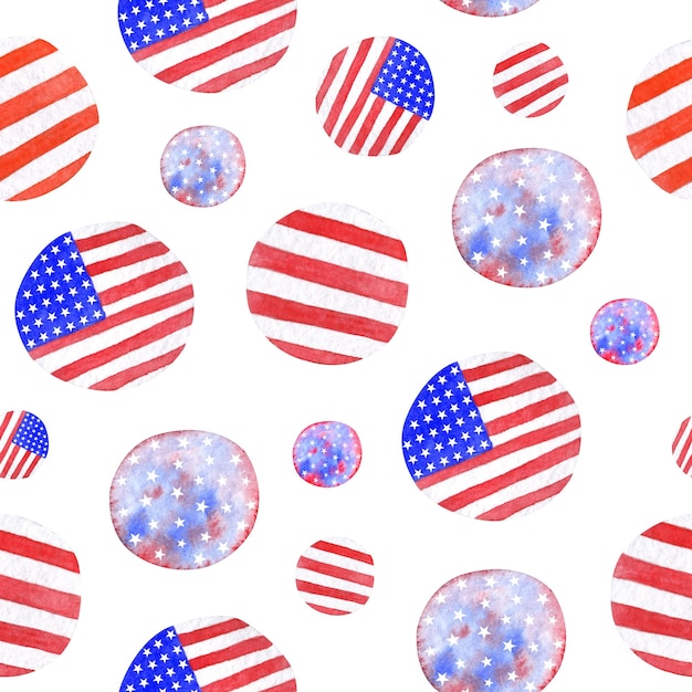 Watercolor seamless pattern of American symbolism