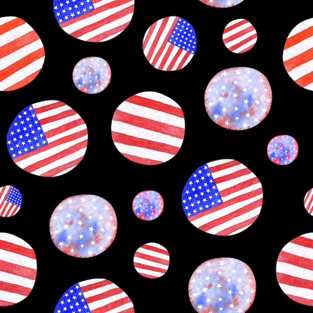 Watercolor seamless pattern of American symbolism