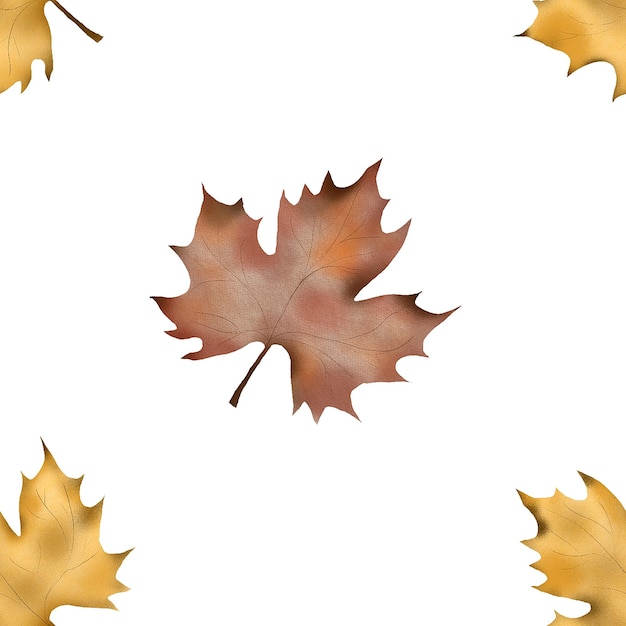 Photo watercolor seamless pattern autumn leaves elegant minimalist pattern for textile scrapbooking