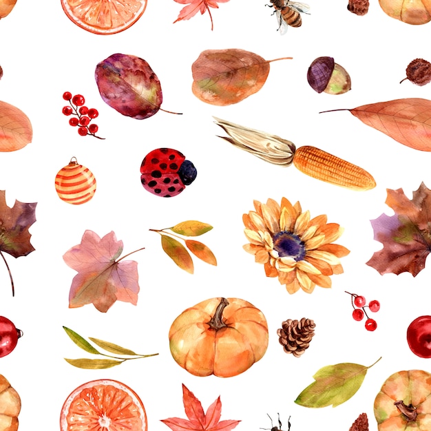 Photo watercolor seamless pattern autumn