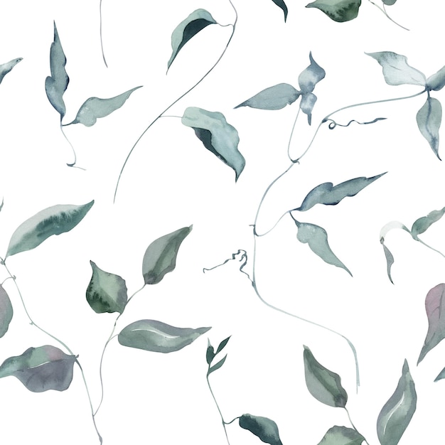 Watercolor Seamless Pattern Background with Elegant Branches