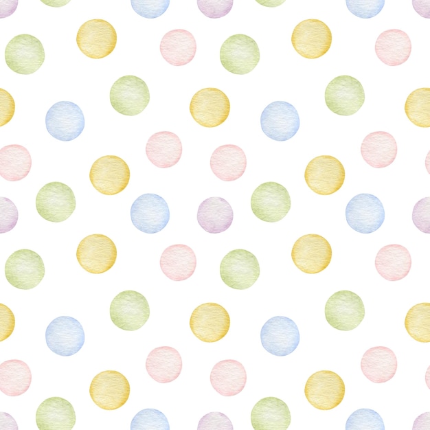 Watercolor seamless pattern of colored circles