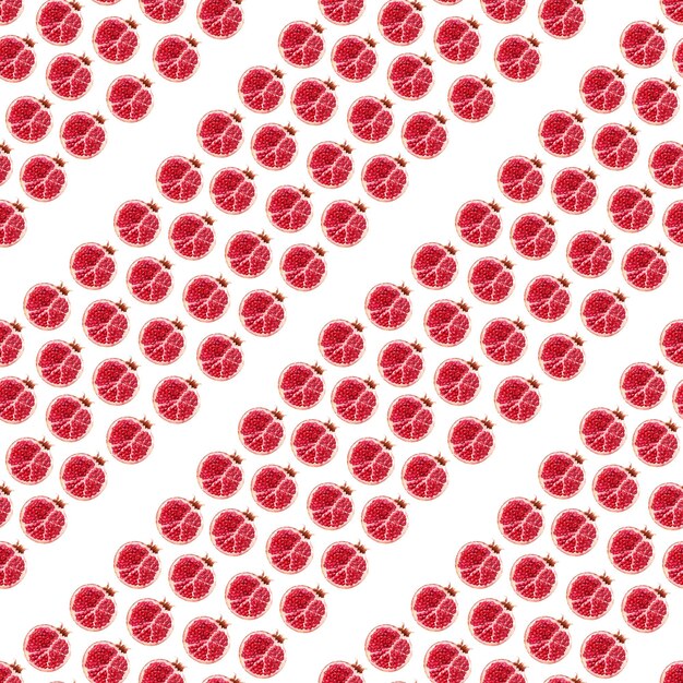 Watercolor seamless pattern Juicy ripe pomegranates