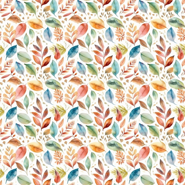 사진 가을 잎의 수채색 원활한 패턴 인쇄 배경 직물 디지털 종이 포장 인공지능 생성