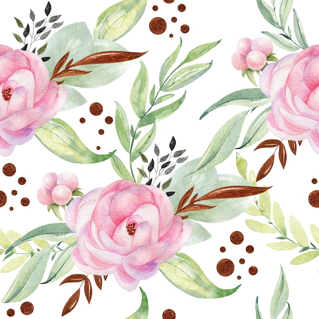 watercolor seamless pattern on the white background