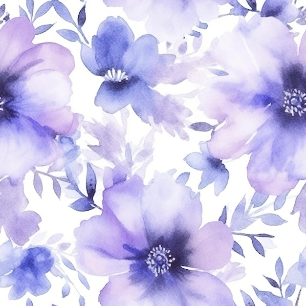 Watercolor seamless pattern with a bouquet of flowers.