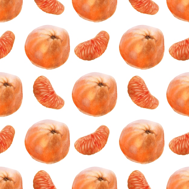 柑橘類と水彩のシームレスパターン
