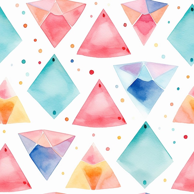 Watercolor seamless pattern with diamonds