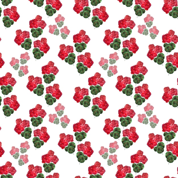 Watercolor seamless pattern with geranium image