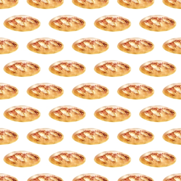 Watercolor seamless pattern with images of bakery products