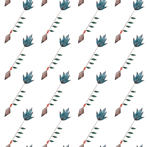 Watercolor seamless pattern with indian arrows cute boho pattern for printing on textiles high