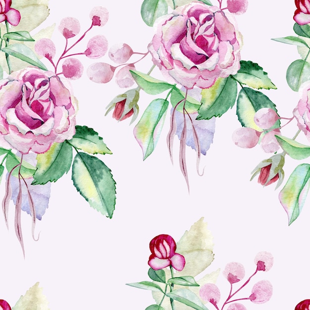 Watercolor seamless pattern with roses