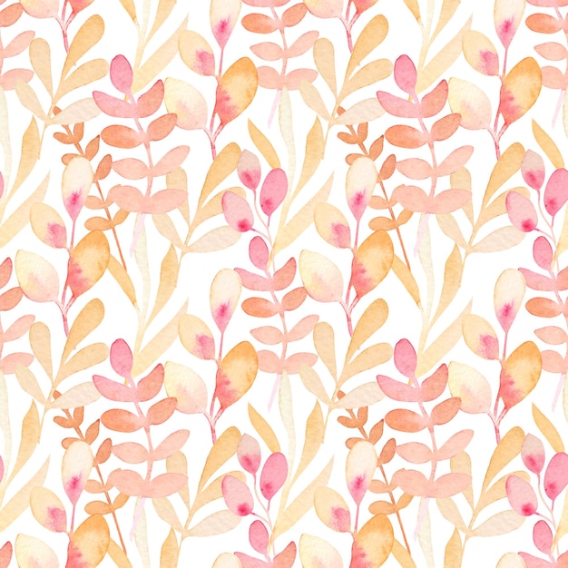 Watercolor seamless pattern with simple peach floral
elements