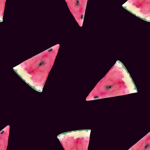 Watercolor seamless pattern with sweet juicy watermelon