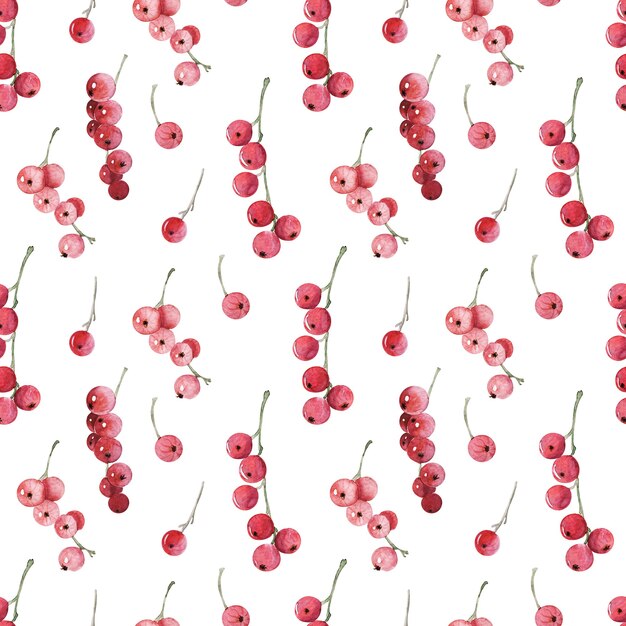 Watercolor seamless pattern with various berries