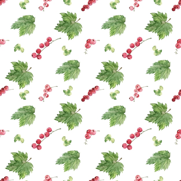 Watercolor seamless pattern with various berries