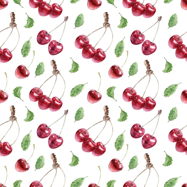 Watercolor seamless pattern with various berries
