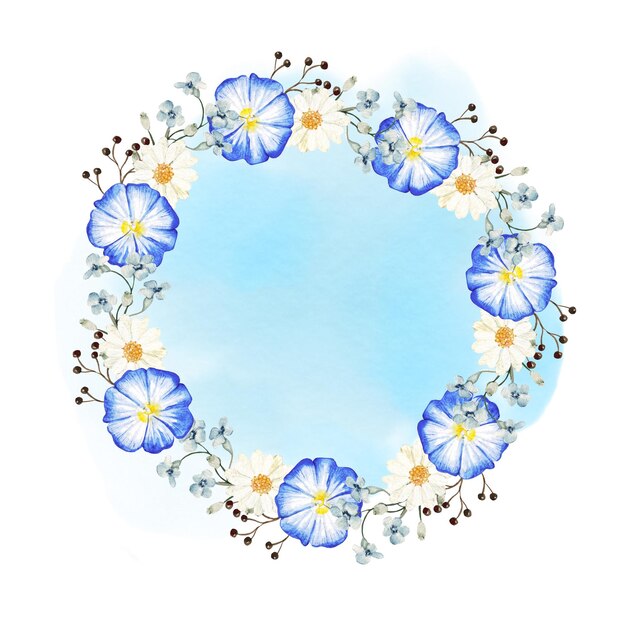 Watercolor seamless pattern with wild and chamomile flowers Illustration