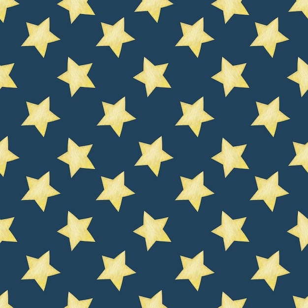 Watercolor seamless pattern yellow stars