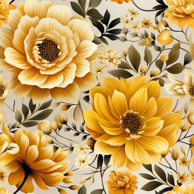 Watercolor seamless patterns of yellow flowers