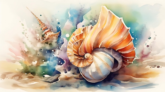 Watercolor seashell