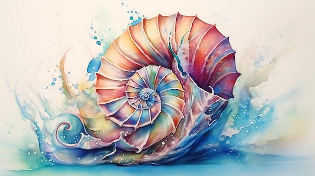 Watercolor seashell