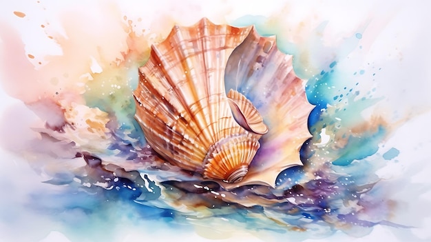 Watercolor seashell