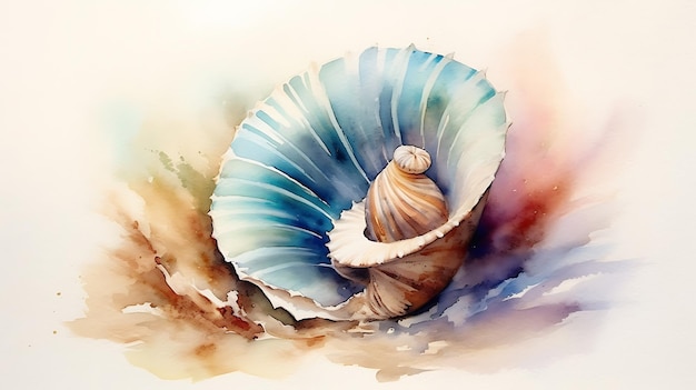 Watercolor seashell