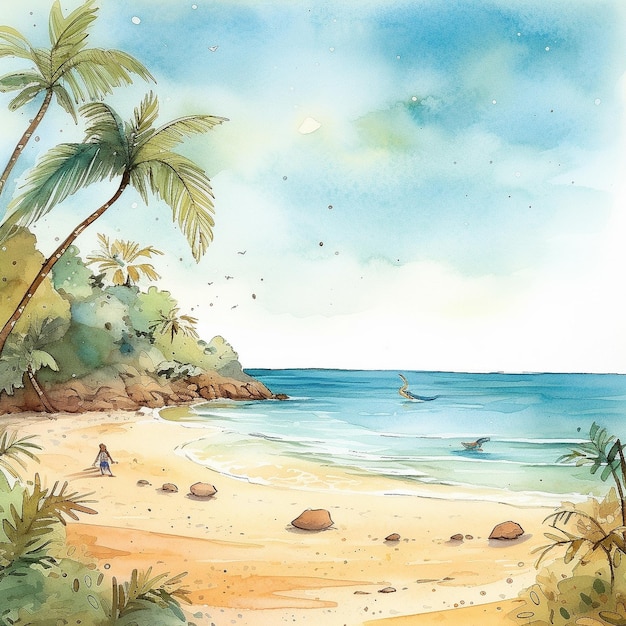 watercolor seaside