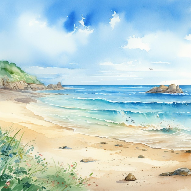 Photo watercolor seaside