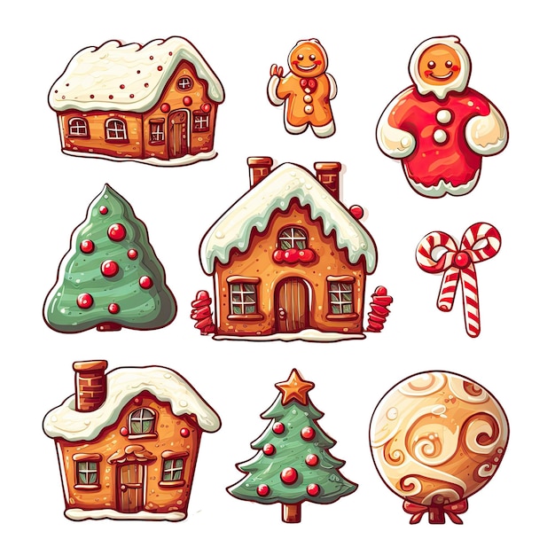 Foto set di acquerelli per natale clipart decorazione disegno a mano sfondo isolato