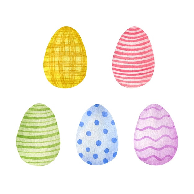 Watercolor set of Easter eggs