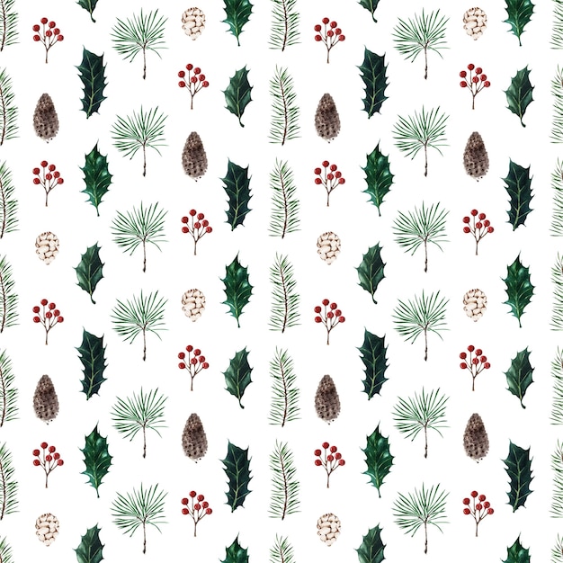 Watercolor set of seamless patterns for festive New Year and Christmas themes