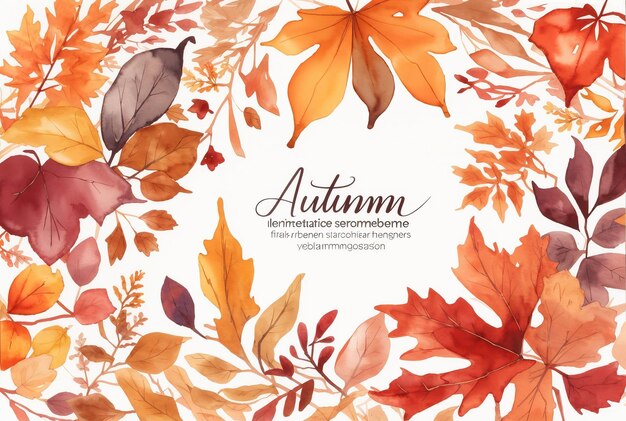 watercolor set vector illustration of autumn th