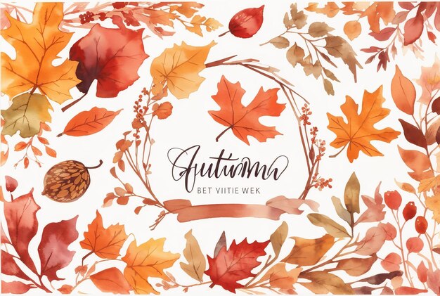 watercolor set vector illustration of autumn th