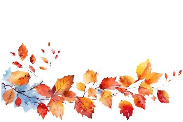 秋のテーマ フレームの水彩セット ベクトル イラストを白い背景に分離します。