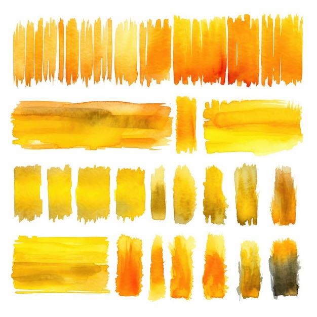 Photo watercolor set of wide paint brush strokes