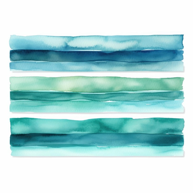 watercolor set of wide paint brush strokes