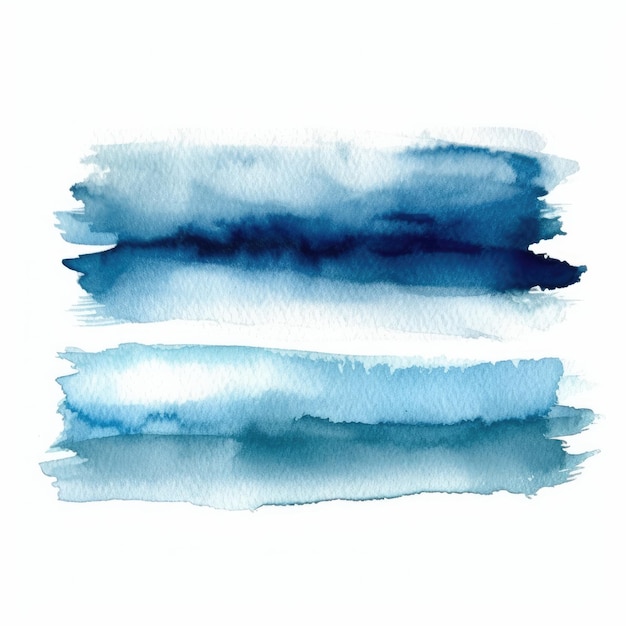 Photo watercolor set of wide paint brush strokes