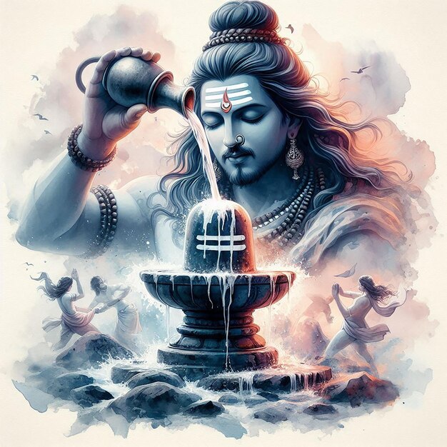 Photo watercolor shiv ling image