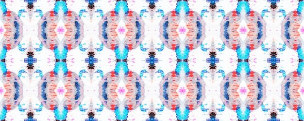 Watercolor Shoji Design. Kimono Tile. Shibori Seamless Pattern. Batik Tie Dye Border. Watercolor Stencil Japan Background. Red, White and Blue Organic Minimal Textile. Tie Dye Abstract Texture.
