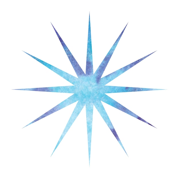 Watercolor simple blue star Celestial element for design Abstract illustration on isolated white background