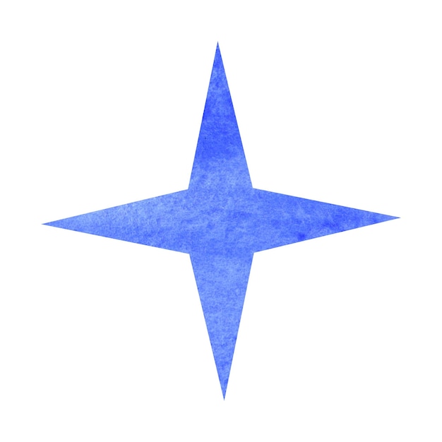 Foto acquerello semplice stella blu elemento celeste per il design illustrazione astratta su sfondo bianco isolato