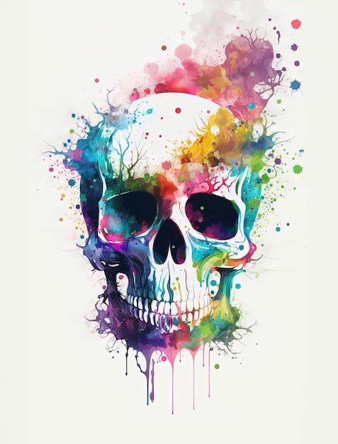 watercolor skull