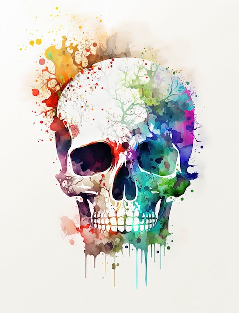 watercolor skull