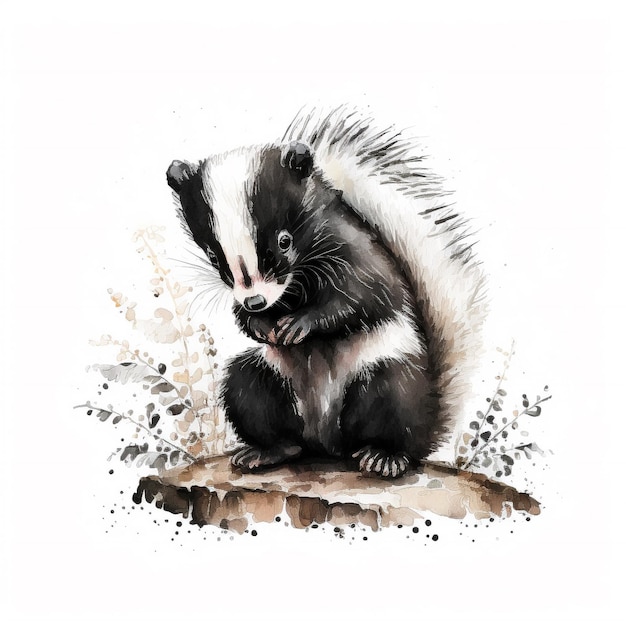 Watercolor Skunk