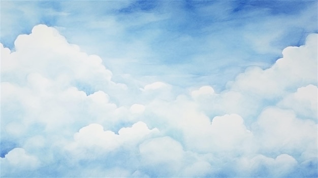 Watercolor sky background with clouds pastel colors vector illustration
