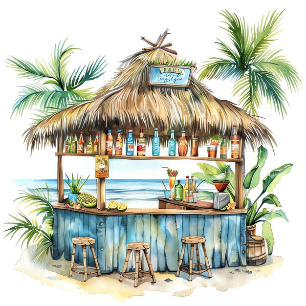 Photo watercolor snack bar blender resort vacation time